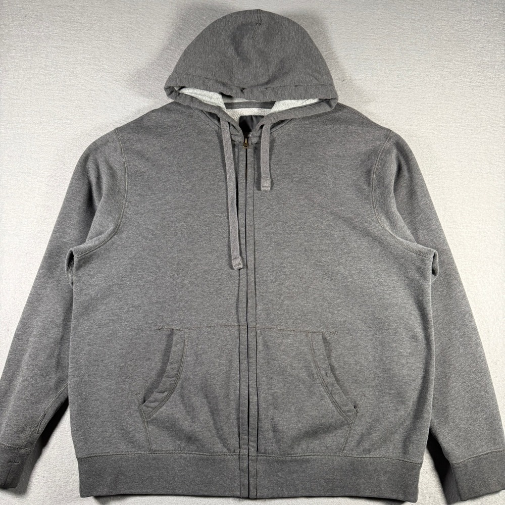 Vintage Old Navy Mens XXL Gray Heathered Full Zip Fleece Hoodie Sweatshirt 13566